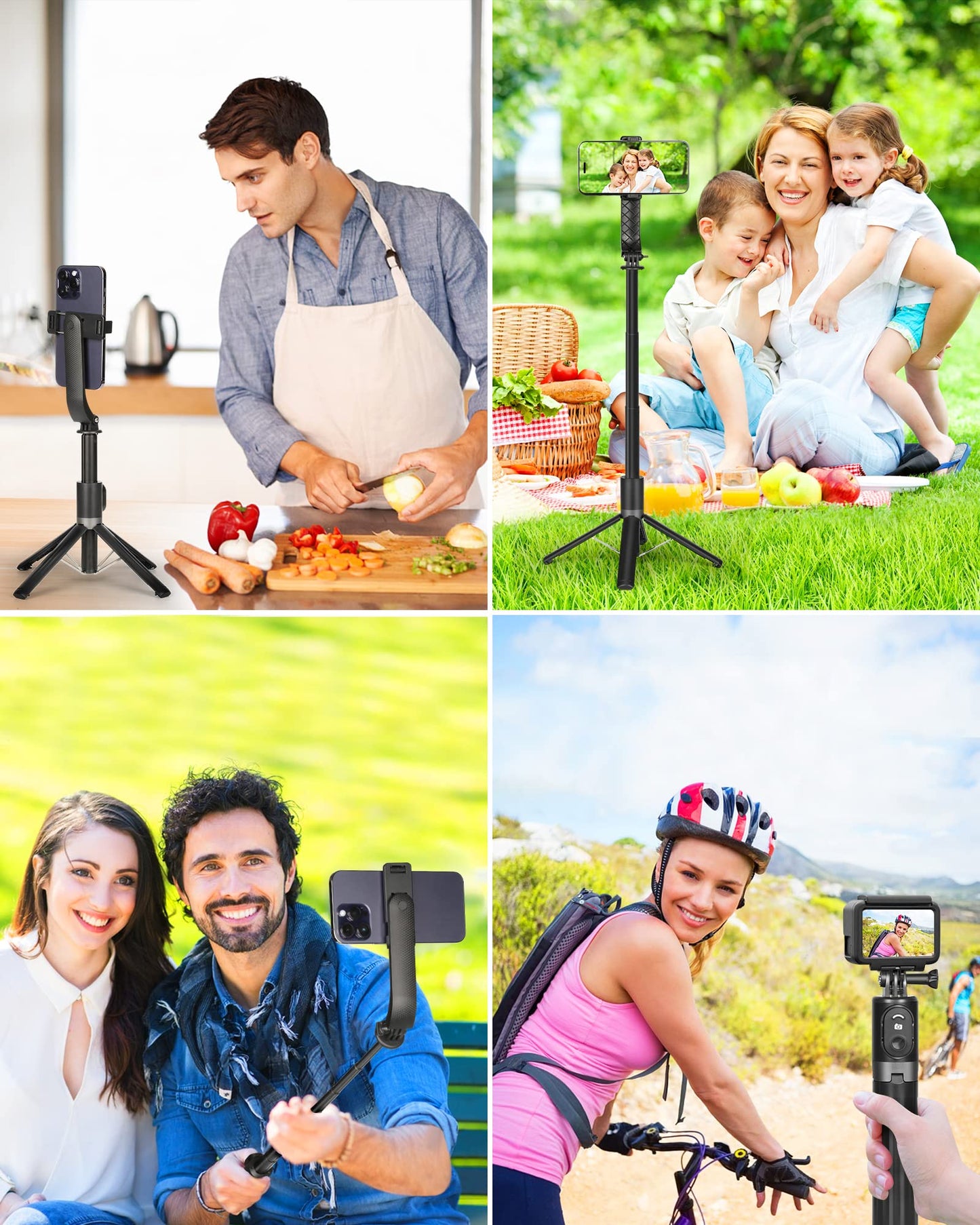 Eocean 55"/140cm Tripod for iPhone, Compact Selfie Stick Tripod for Mobile, Extendable Phone Tripod Stand for Video Recording, Travel iPhone Tripod Stand with Remote