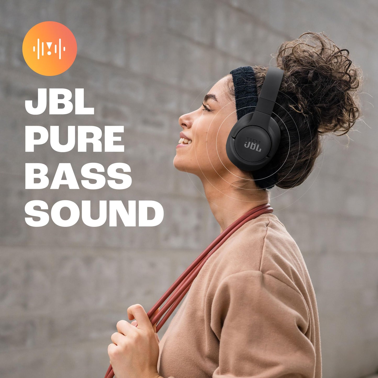 JBL Tune 720BT Wireless Over-Ear Headphones, Pure Bass Sound, Bluetooth 5.3, 76H Battery, Hands-Free Call, Multi-Point Connection, Foldable, Detachable Audio Cable - Black, JBLT720BTBLK