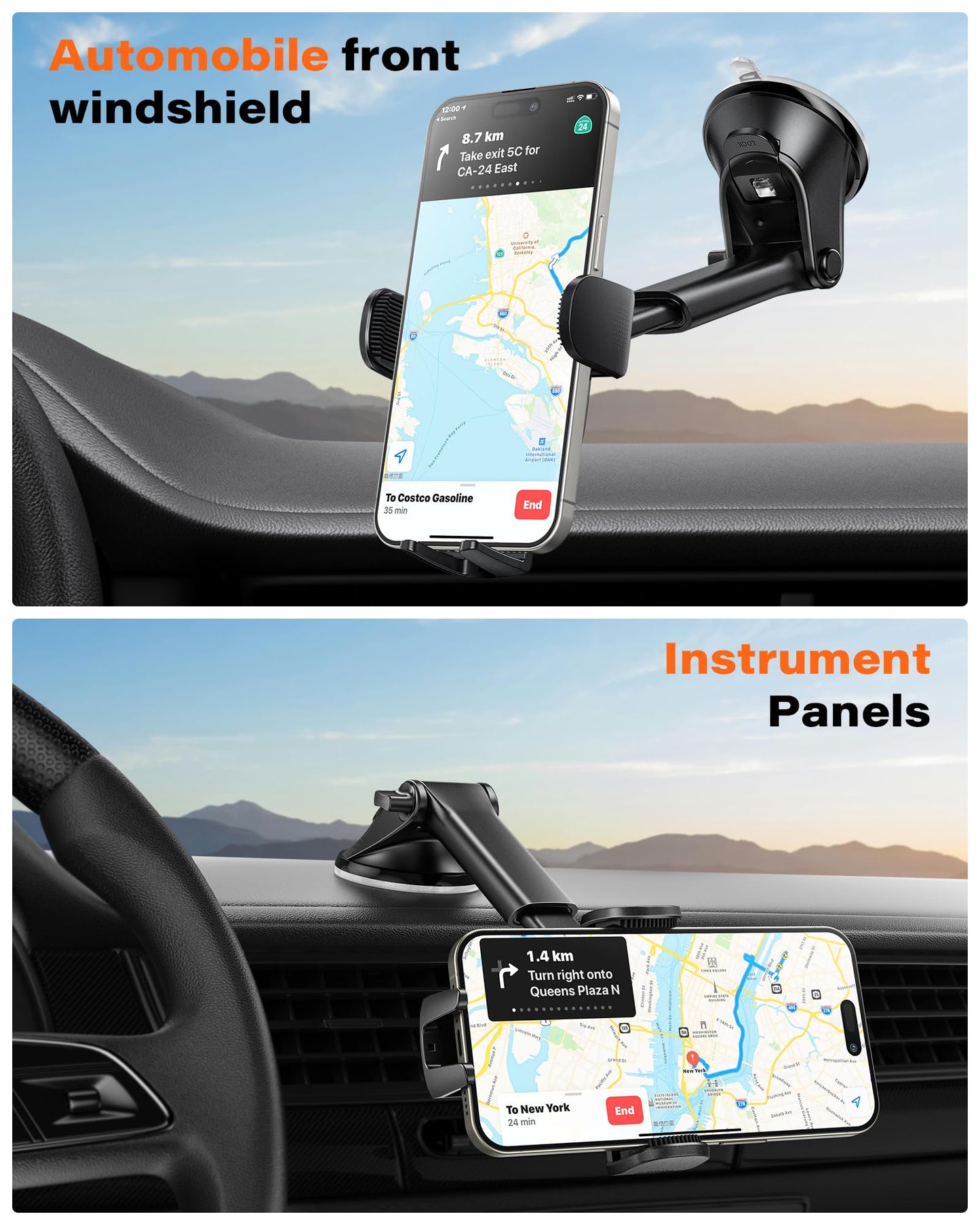 APPS2Car Car Phone Holder Mount Dashboard/Windshield Car Mobile Holder Rotatable 360 Car Mount with Suction Cup Compatible with iPhone 15/14/13 series and all Android Phone