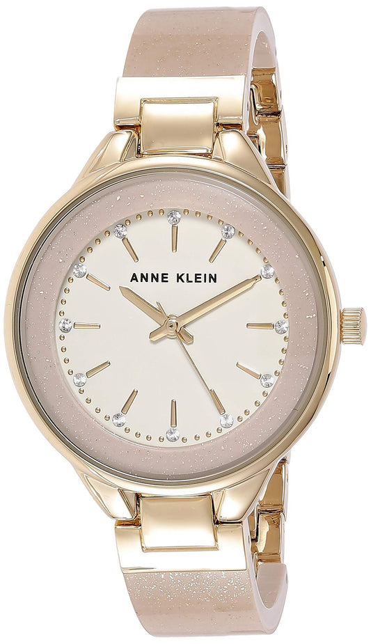 Anne Klein Women's AK/1408CRCR Premium Crystal Accented Cream Bangle Watch