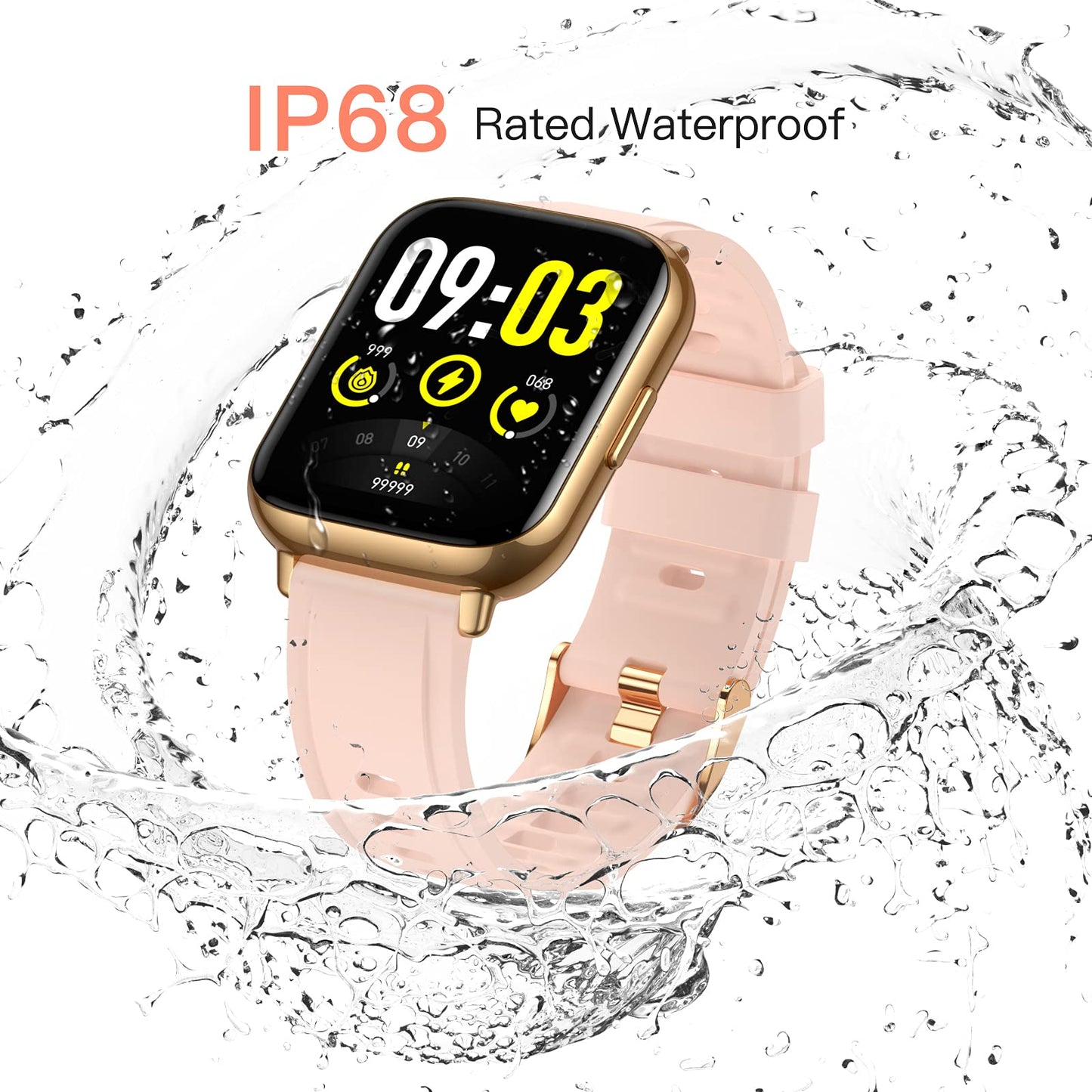 Smart Watch for Women, AGPTEK 1.69"(43mm) Smartwatch for Android and iOS Phones IP68 Waterproof Fitness Tracker Watch Heart Rate Monitor Pedometer Sleep Monitor for Women Gold, LW31