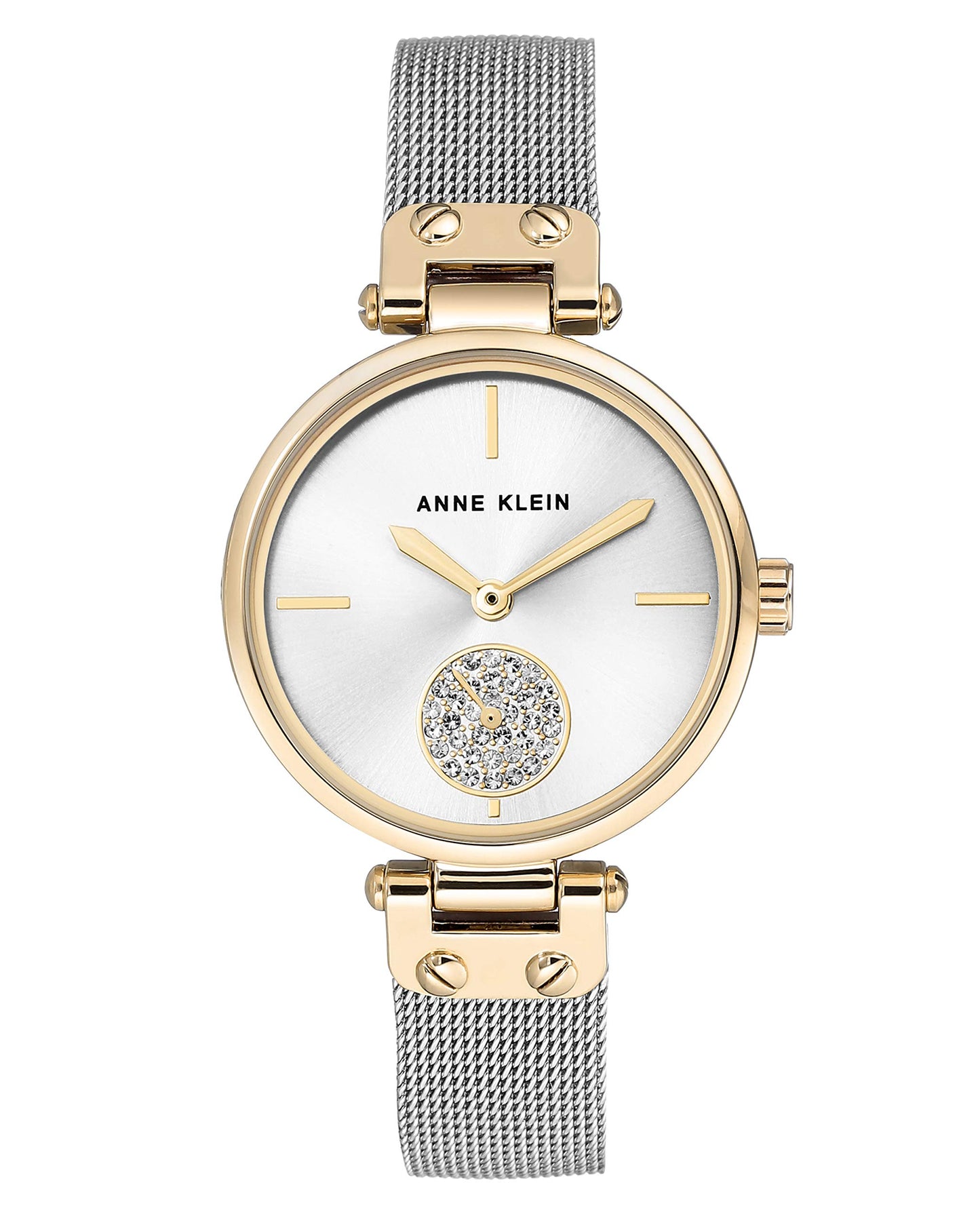 Anne Klein Women's Premium Crystal Accented Mesh Bracelet Watch