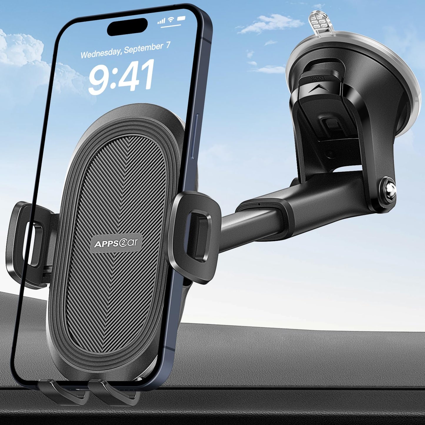 APPS2Car Car Phone Holder Car Holder Mobile Universal 360 Mobile Stand for Car Dashboard Windshield Compatible for 4.7-6.8 iPhone 15/14/13 series Samsung and More